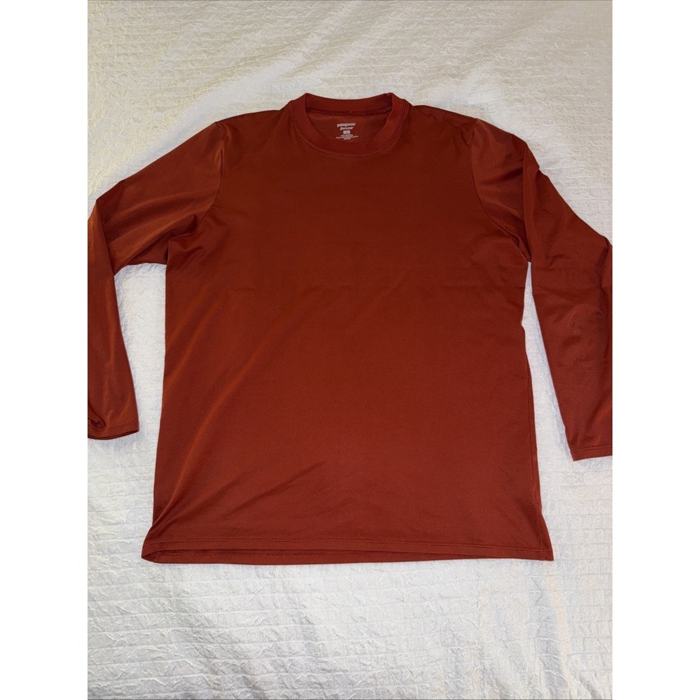Patagonia Men's Capilene Base Layer Large Burnt Orange Soft‎ Outdoor Hiking